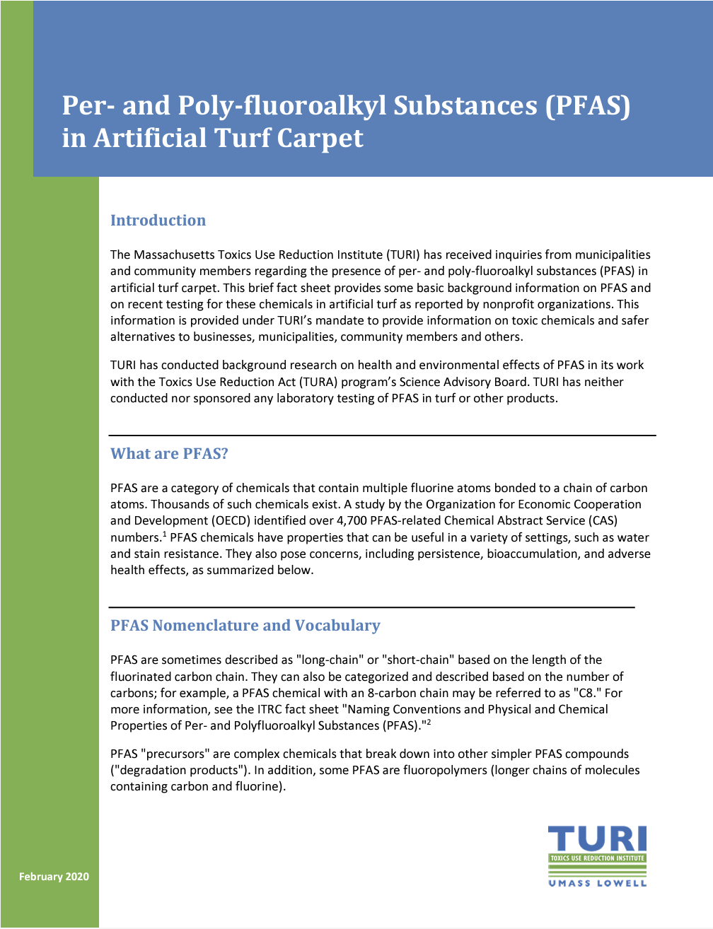PFAS in Artificial Turf Carpet